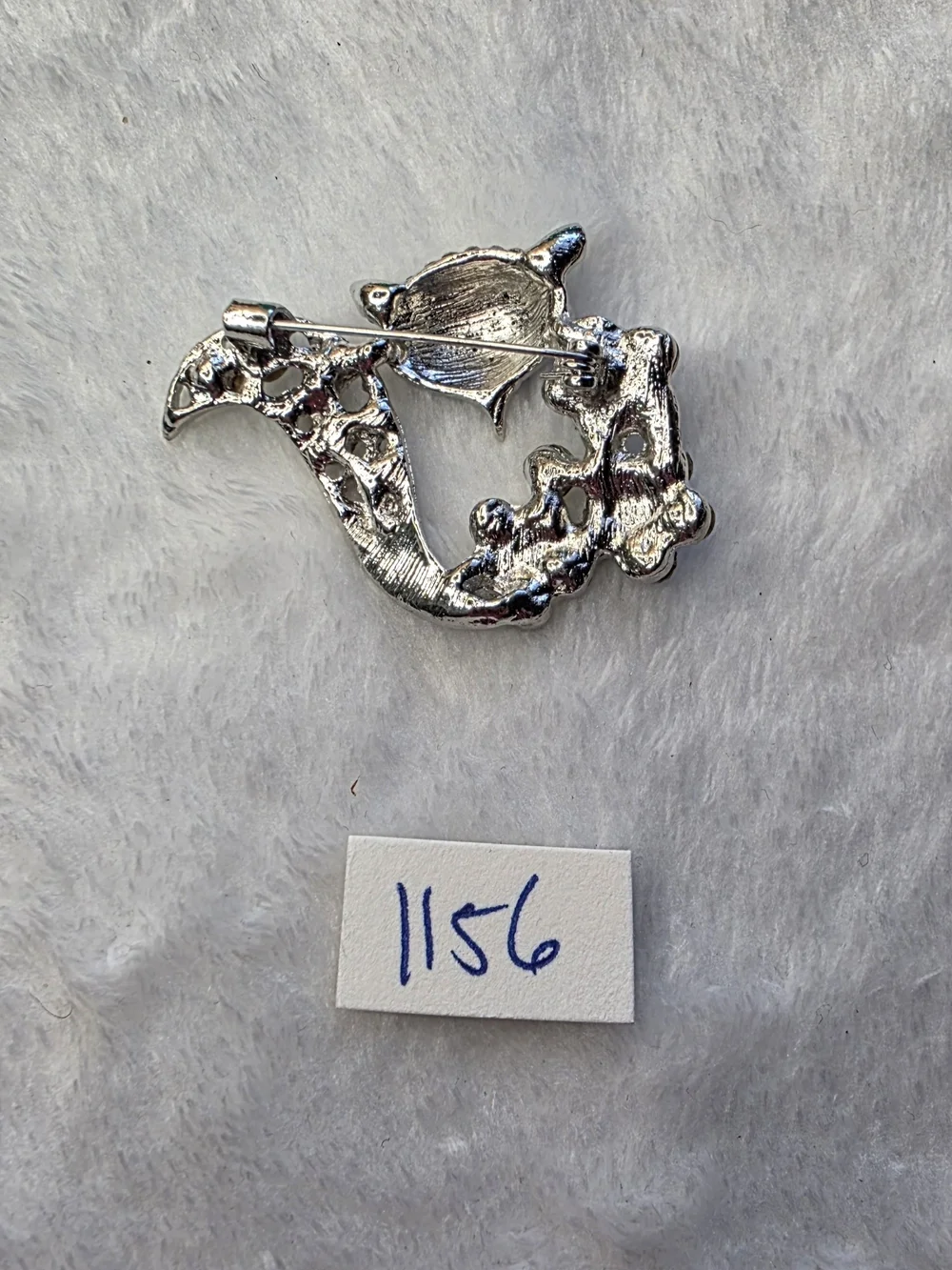 Silver Crystal Fox Brooch - Sparkling Clear Rhinestones